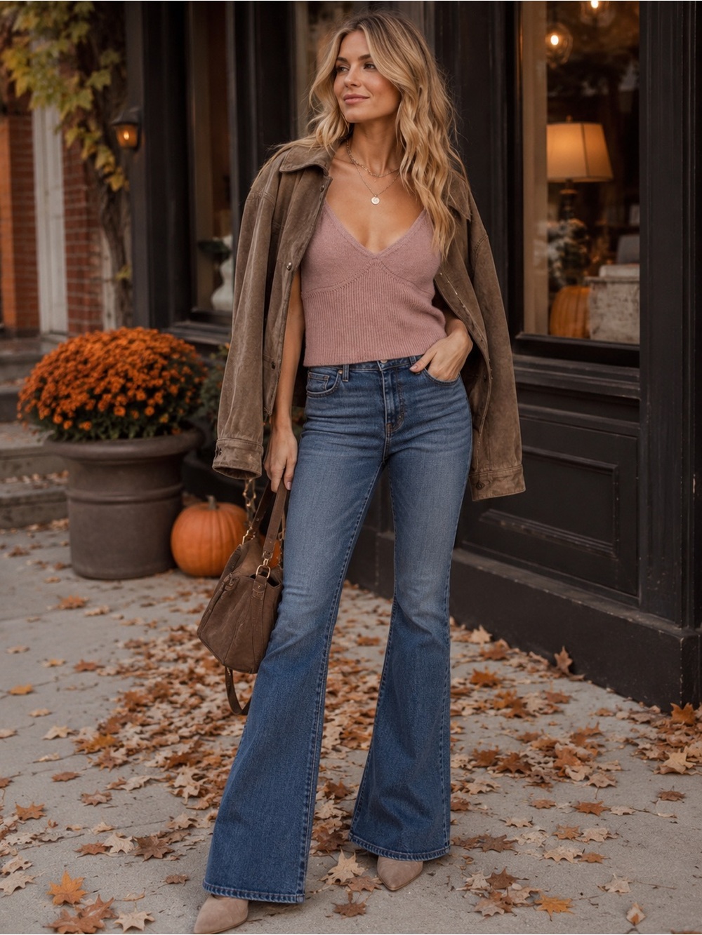 Cashmere Spaghetti Strap Crop Top in Dusty Rose